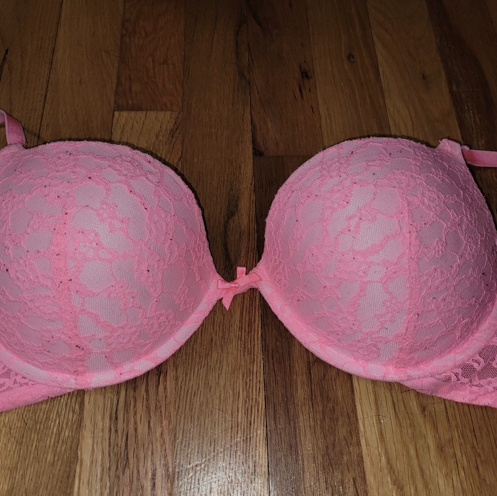 Pink lace bra